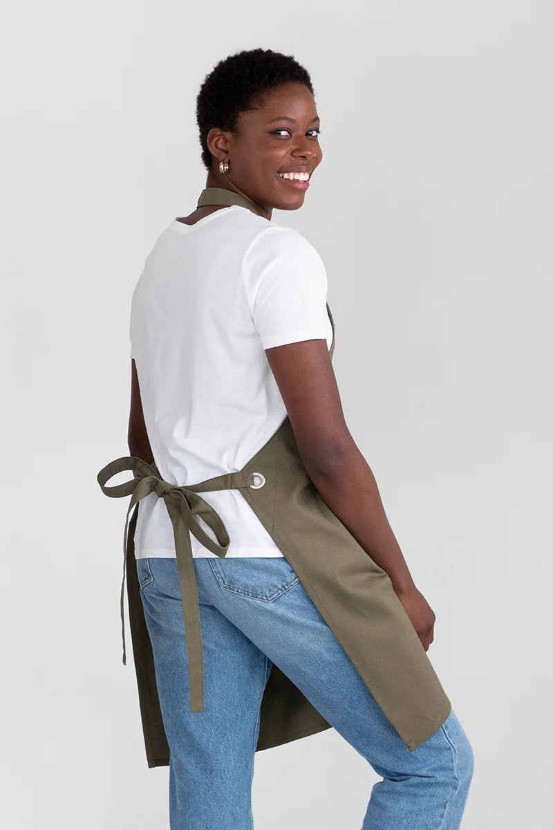 Aussie Chef Cantine Bib Apron - Olive Green