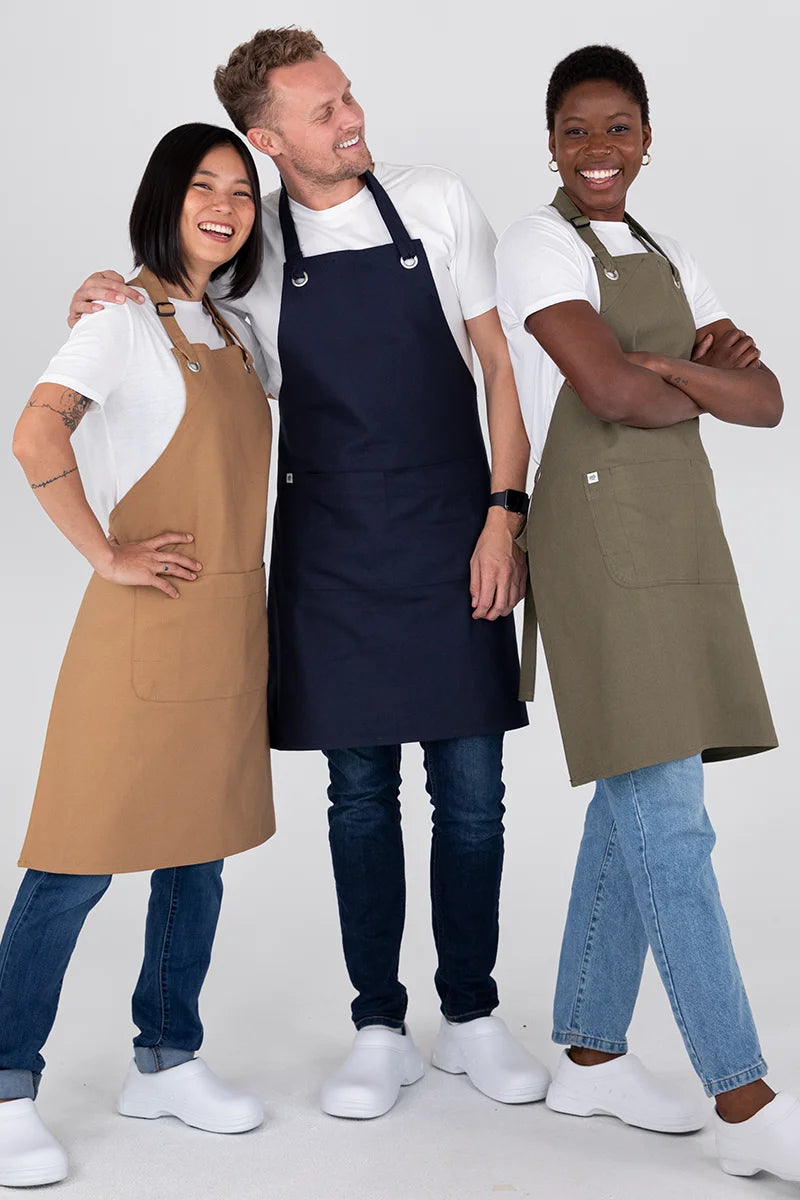 Aussie Chef Cantine Bib Apron - Olive Green