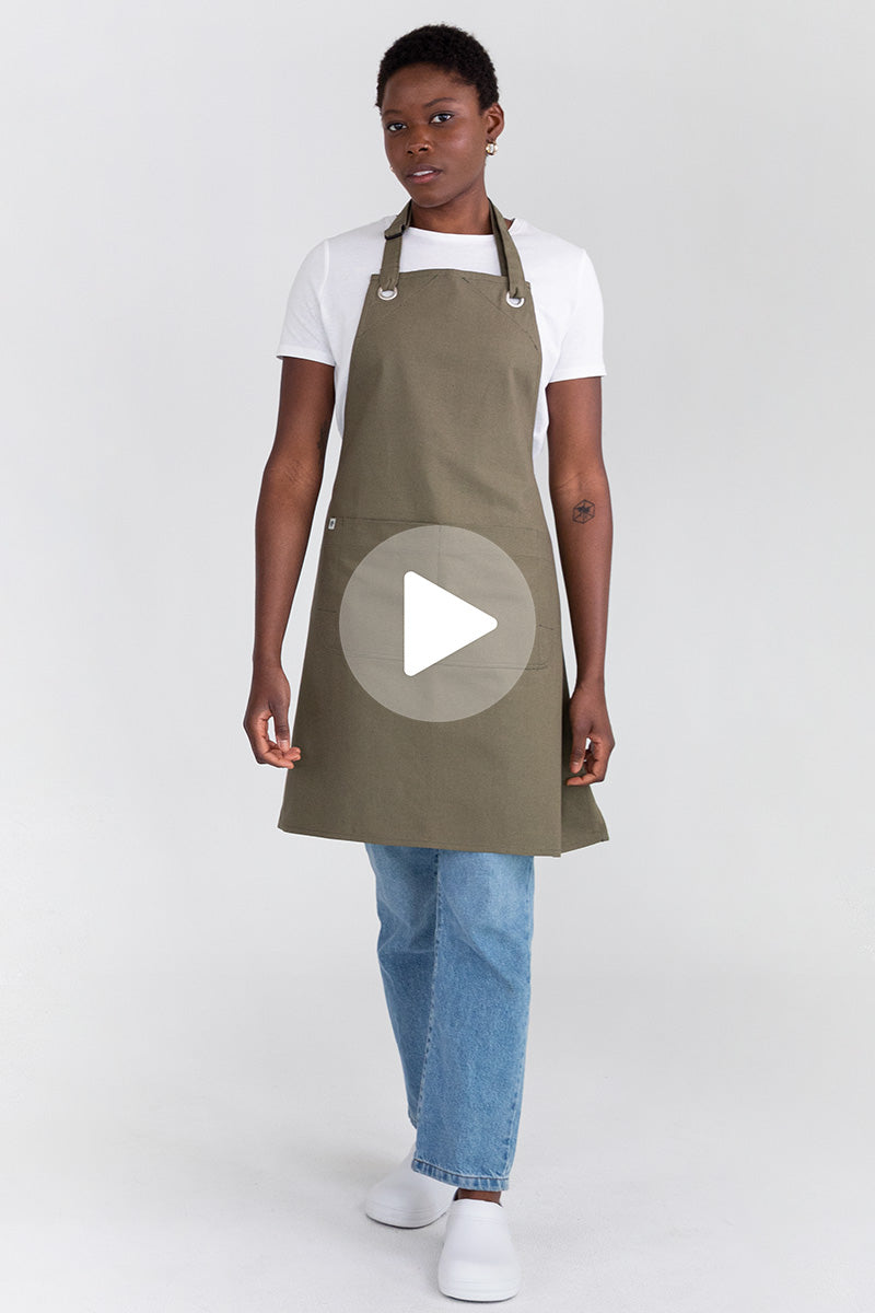 Aussie Chef Cantine Bib Apron - Olive Green