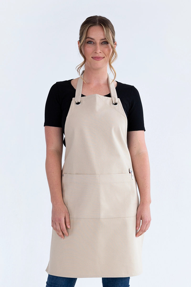 Aussie Chef Cantine Bib Apron - Stone
