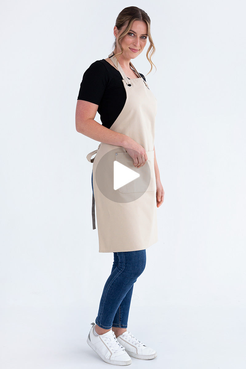 Aussie Chef Cantine Bib Apron - Stone