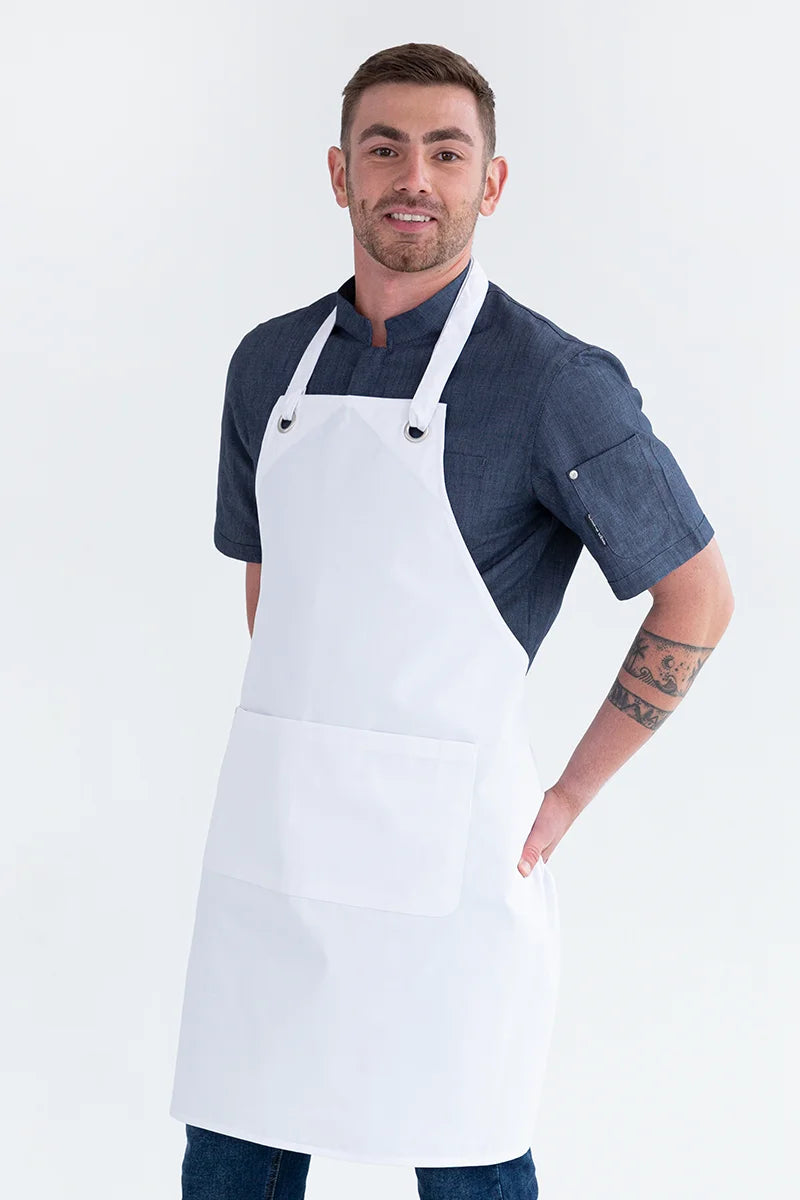 Aussie Chef Cantine Bib Apron - White