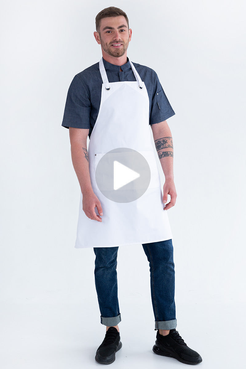 Aussie Chef Cantine Bib Apron - White