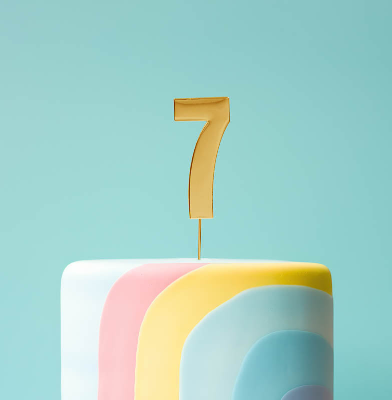 Cake & Candle Bold Cake Topper Number 7 Gold