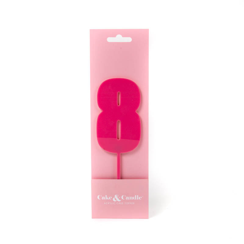 Cake & Candle Mega Number 8 Cake Topper Pink