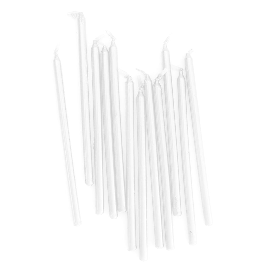 Cake & Candle Tall Cake Candles Pearlised White 12cm 12 Pack