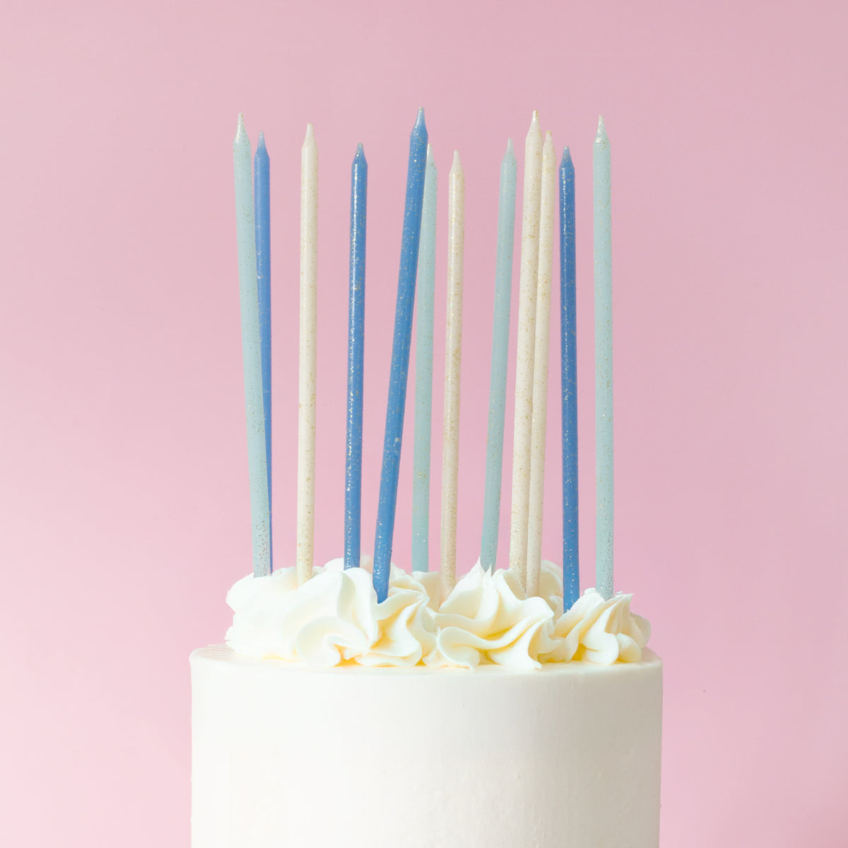Cake & Candle Glitter Cake Candles Blue 12 Pack