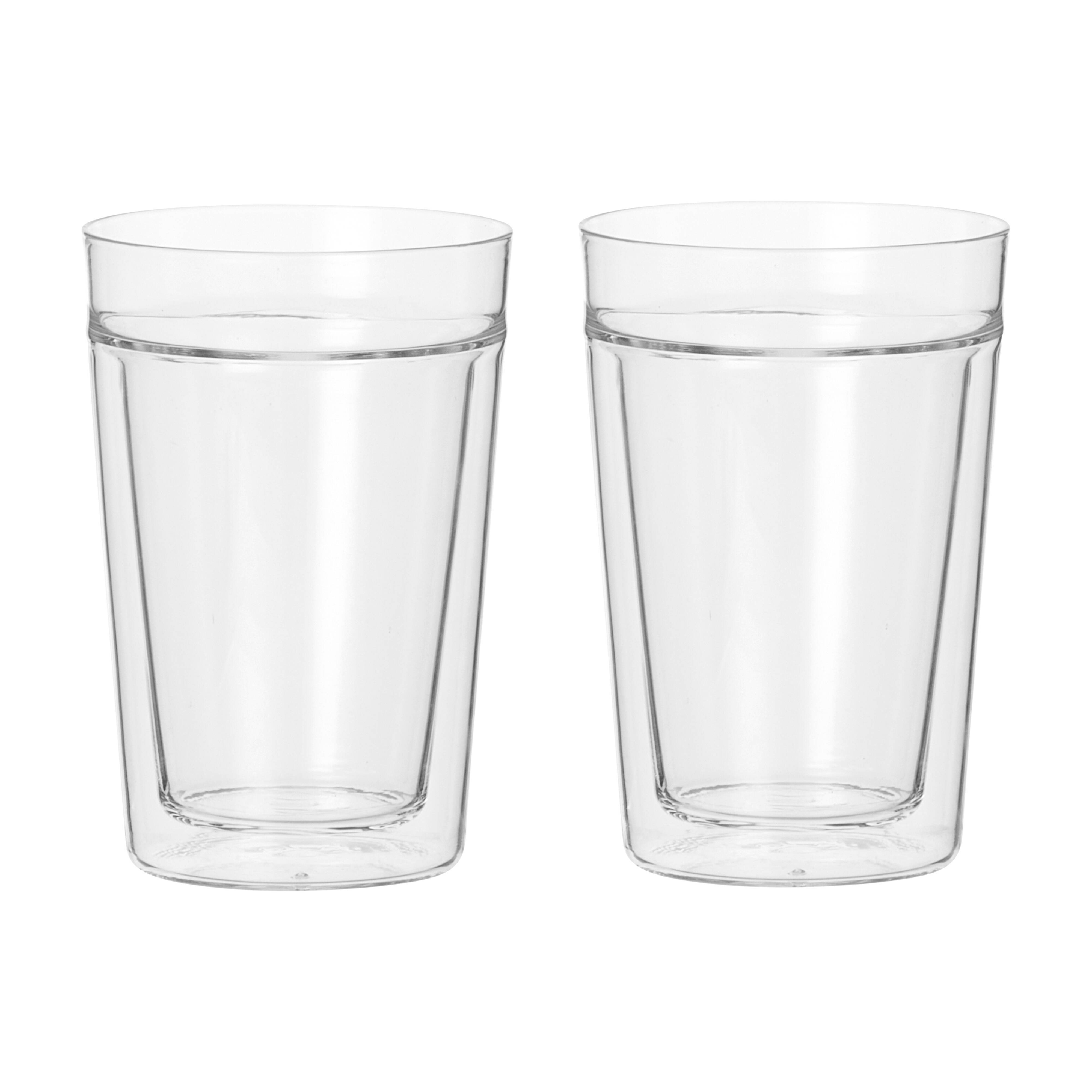 Leaf & Bean Double Wall Glass 330ml 2 Piece Set Clear