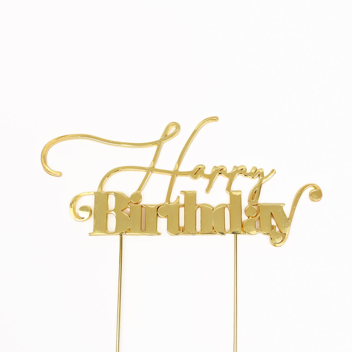 Cake & Candle Metal Cake Topper Happy Birthday 1 Gold