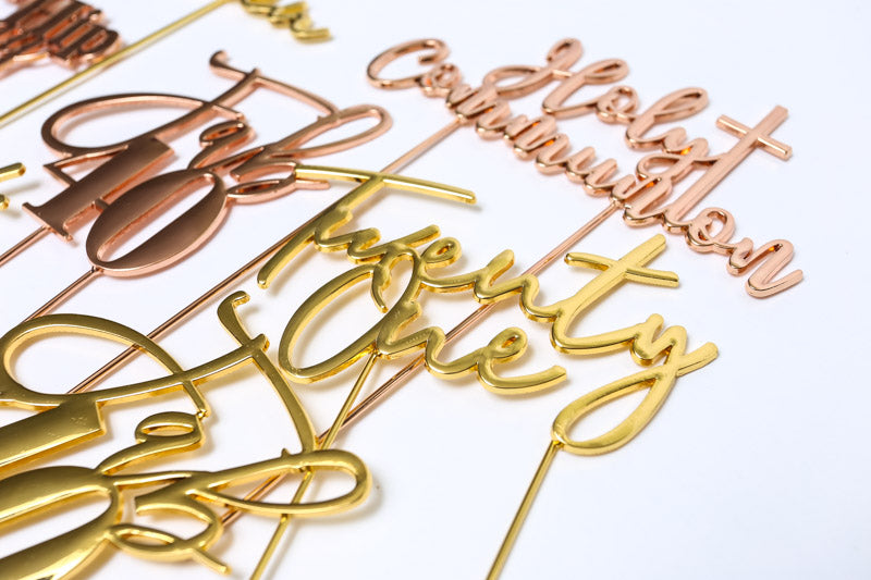 Cake & Candle Plated Cake Topper 18 Gold