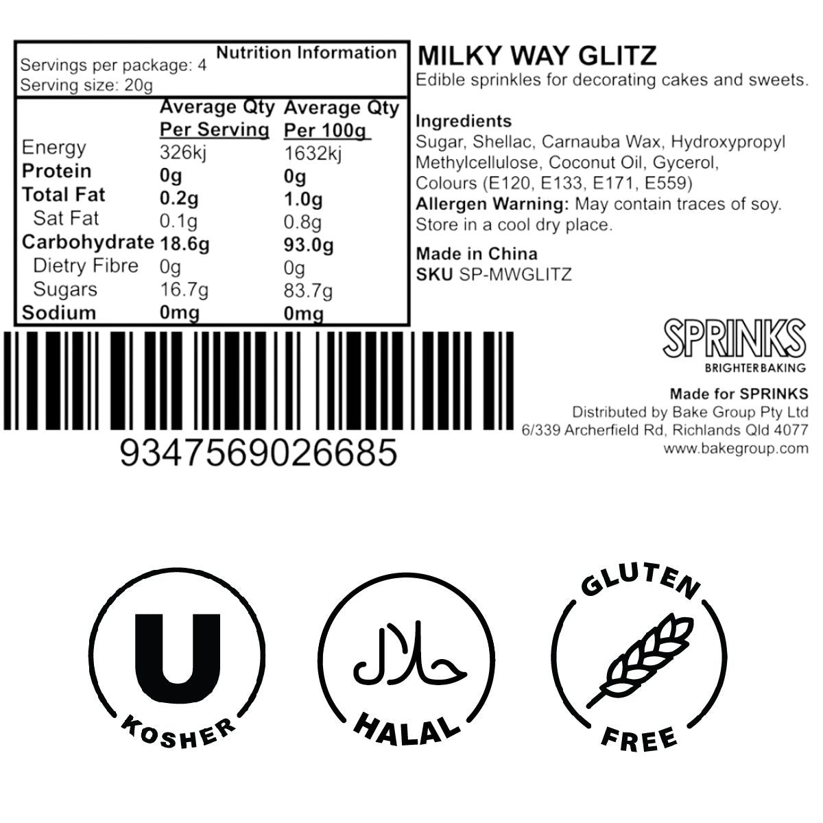 Sprinks Milky Way Glitz Sprinkles 80g