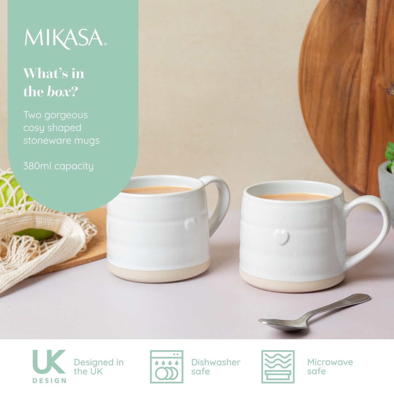 Mikasa Stoneware Cosy Mug Set 2 Piece 380ml (Heart)
