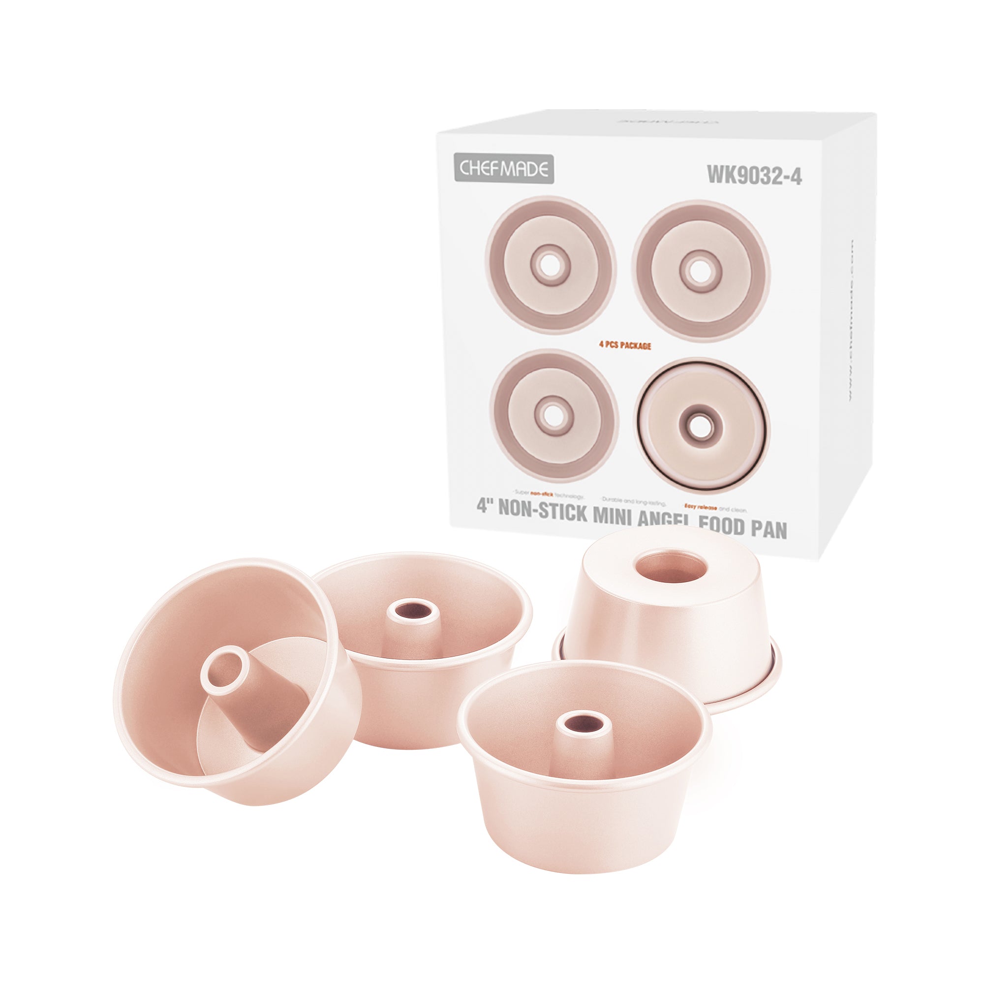 CHEFMADE Mini Angel Cake Pan 10cm Set of 4 (WK9032-4)