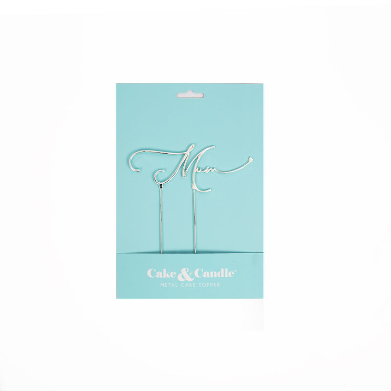 Cake & Candle Metal Cake Topper Mum Silver