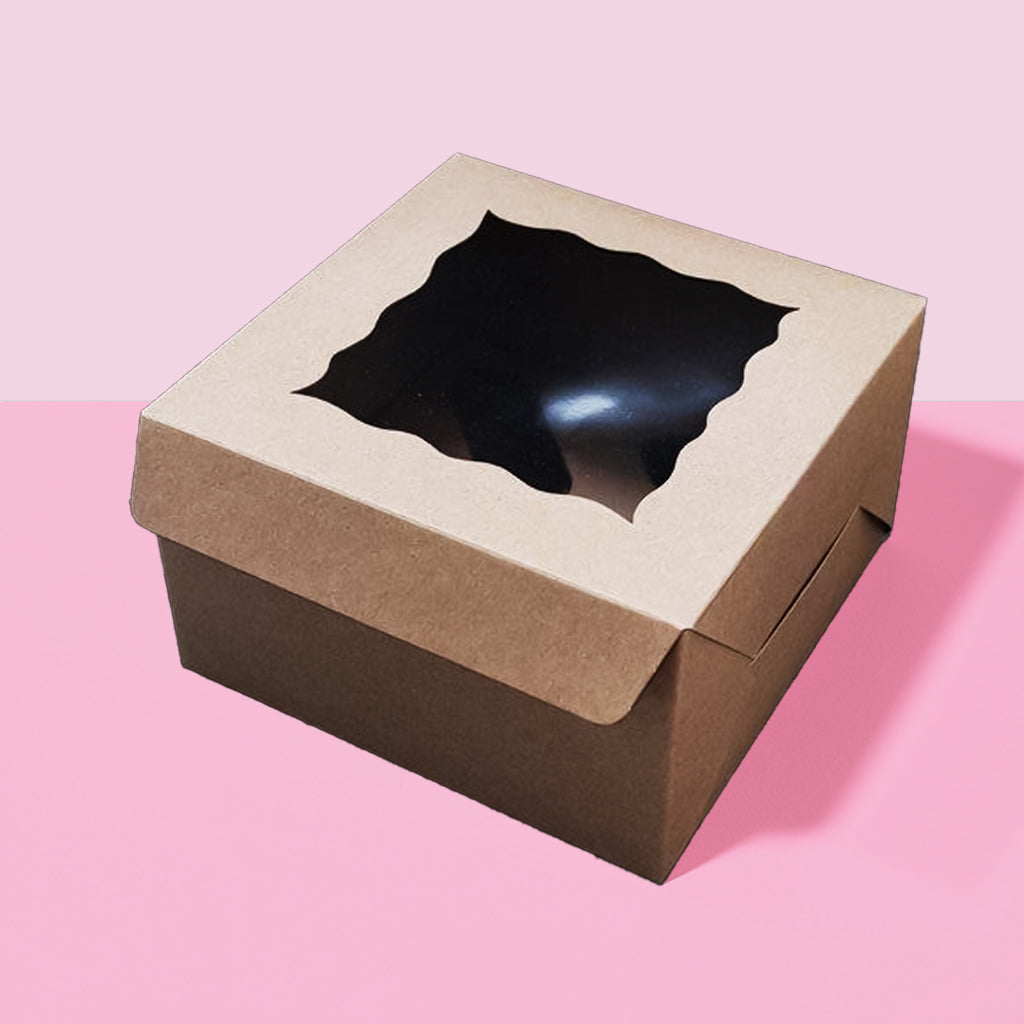 Bake Group Brown Cupcake Box with PVC Window 4 Cupcake