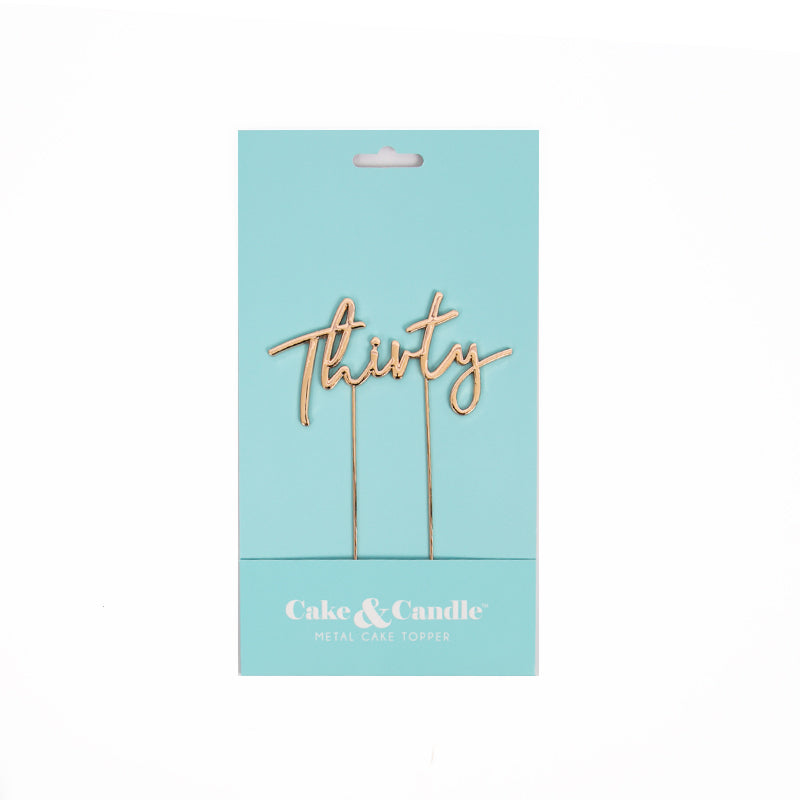Cake & Candle Plated Cake Topper 30 Rose Gold