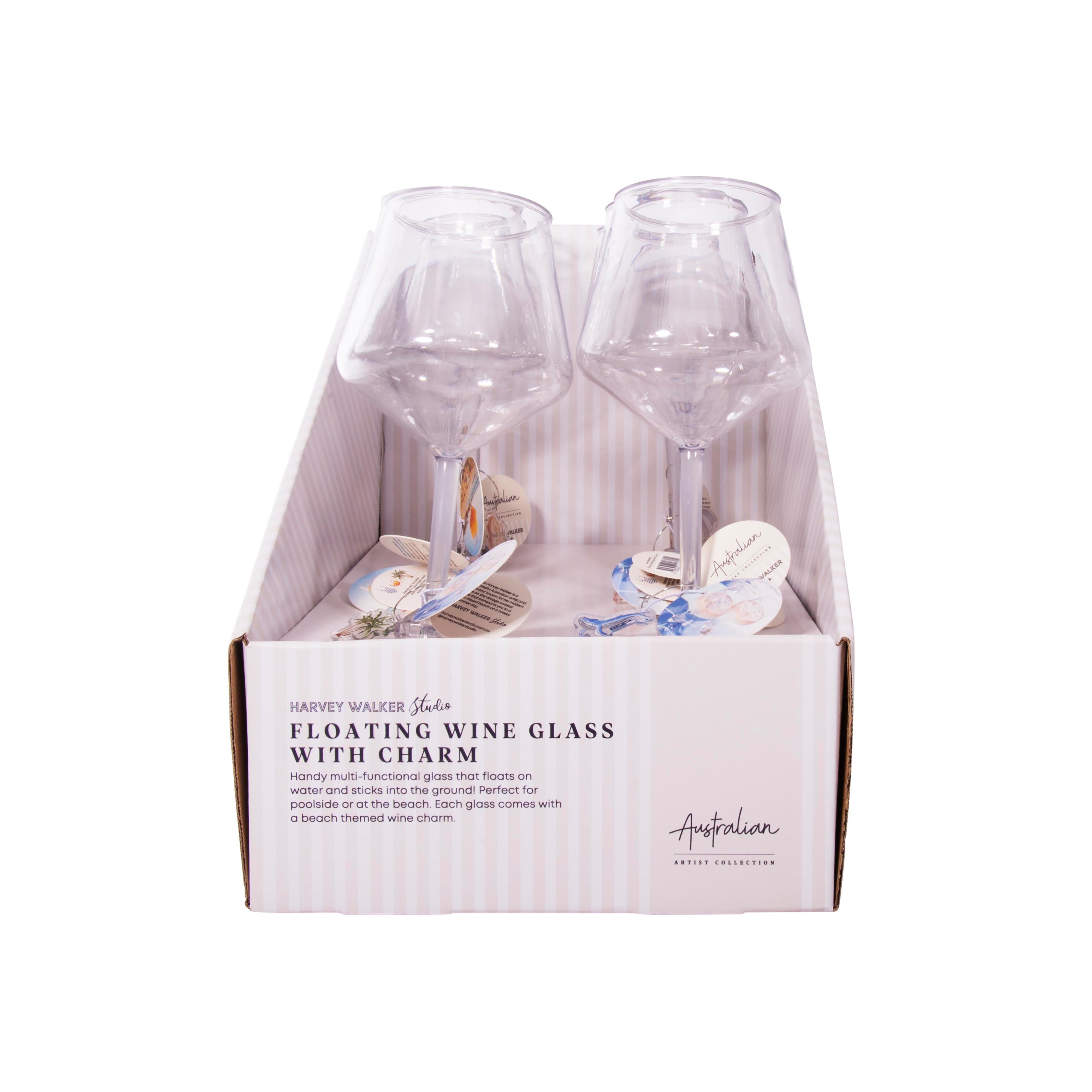 Australian Collection Floating Wine Glass with Charm Sylvia Harvey Walker Assorted