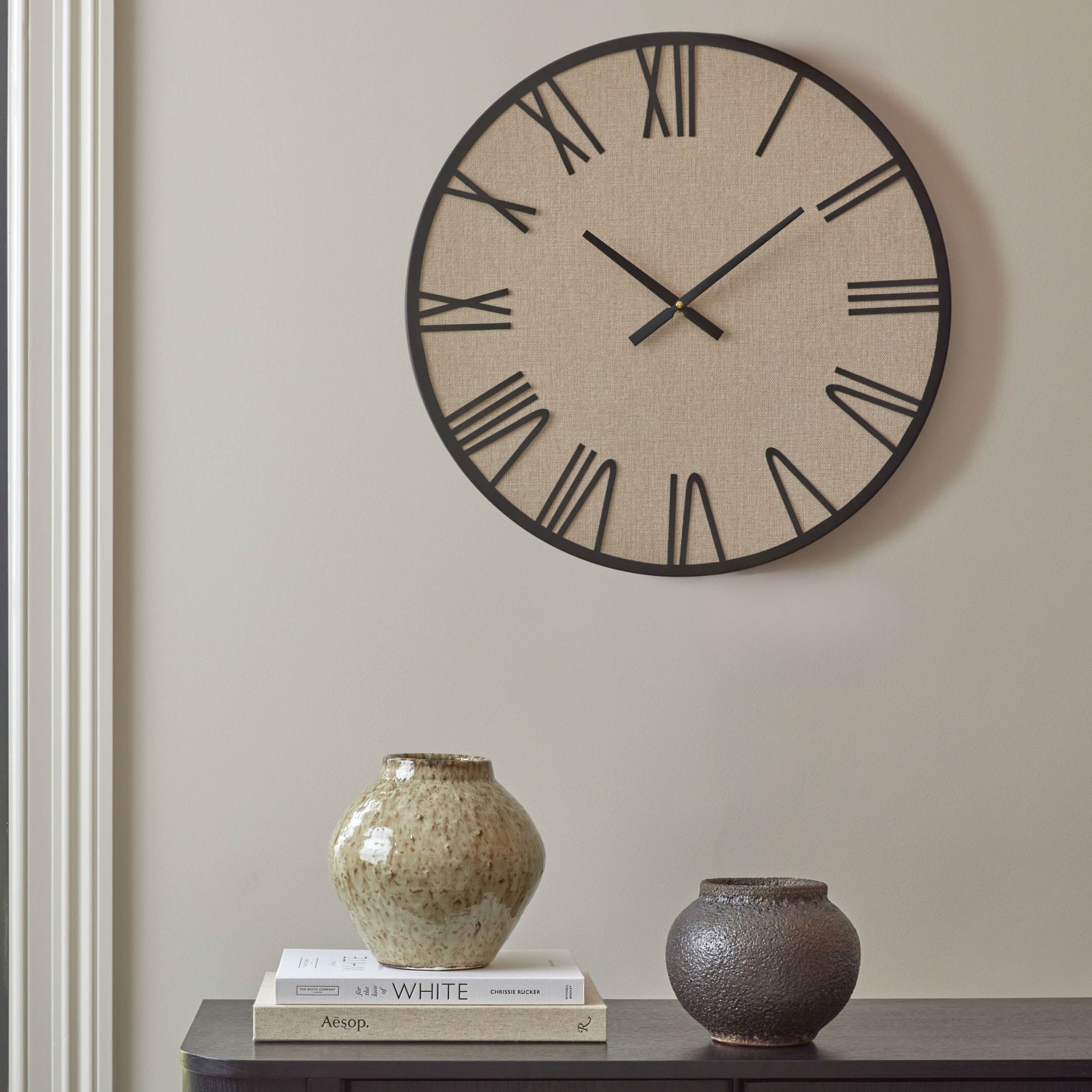 Amalfi Cologne Wall Clock Black & Linen
