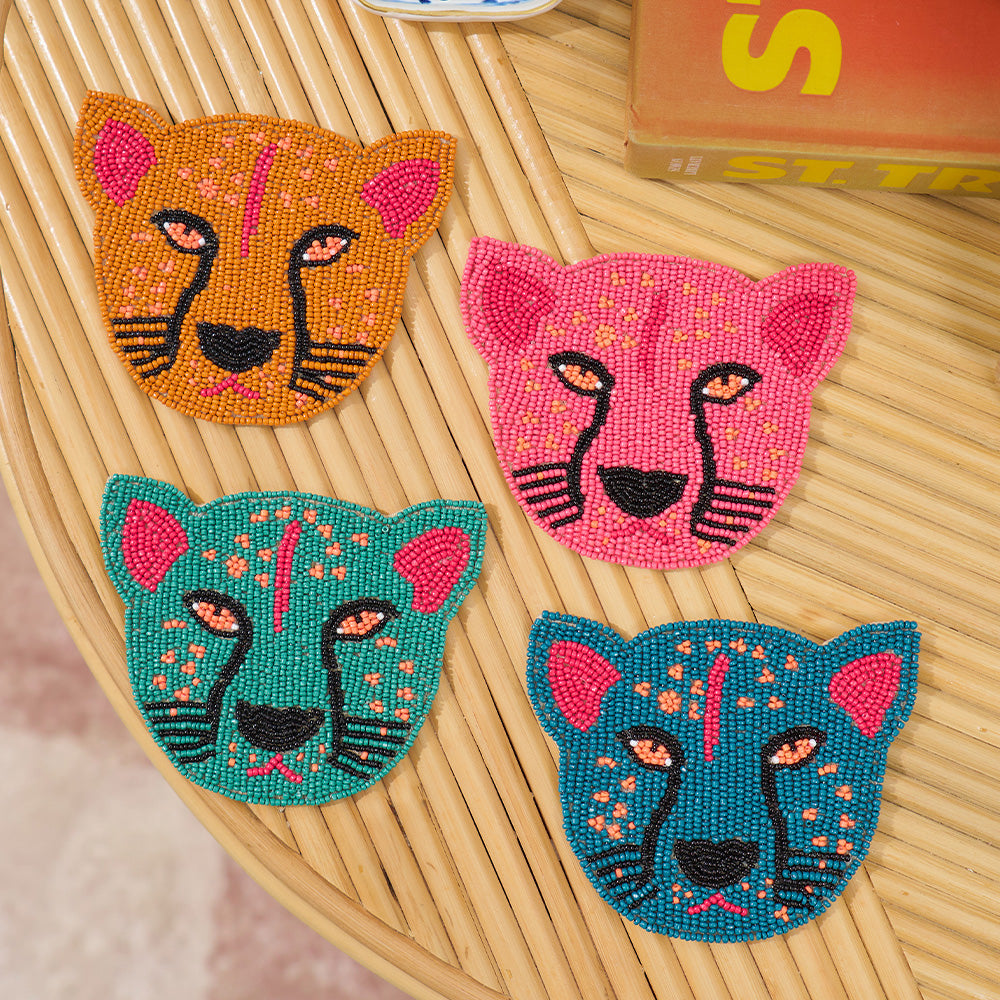 Annabel Trends Beaded Coasters Cheetah 4pc