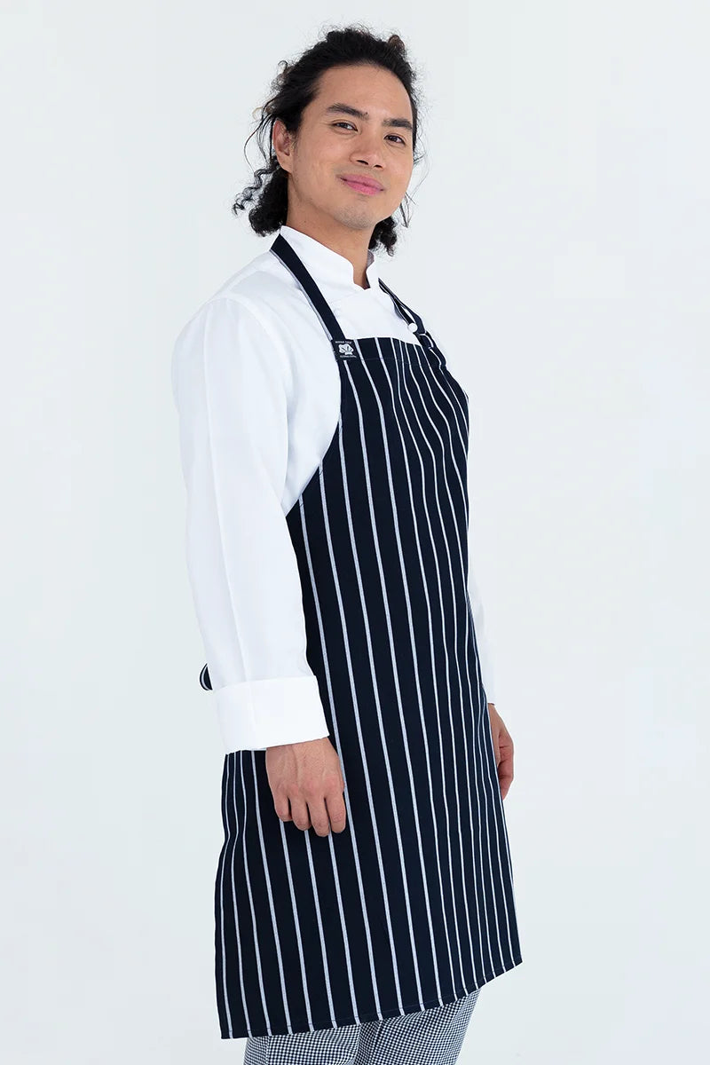 Aussie Chef Bib Apron - Black/White