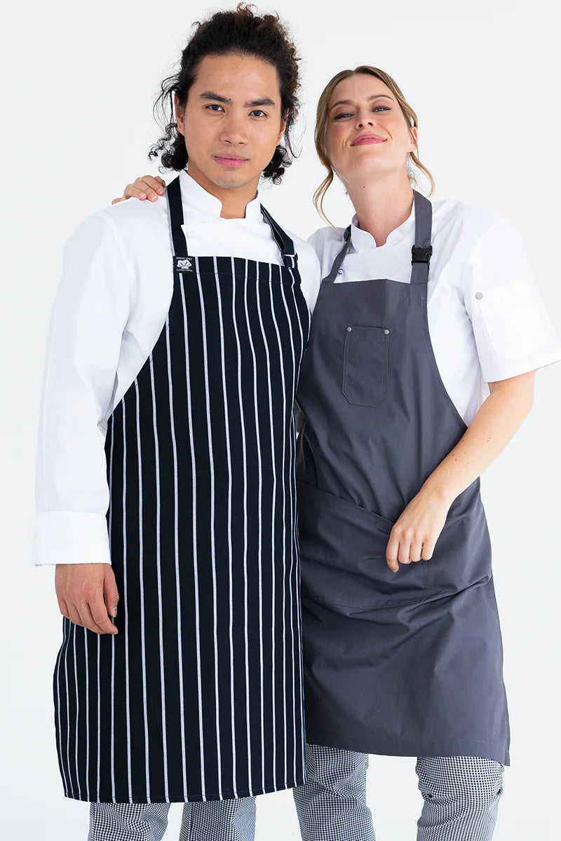 Aussie Chef Bib Apron - Black/White