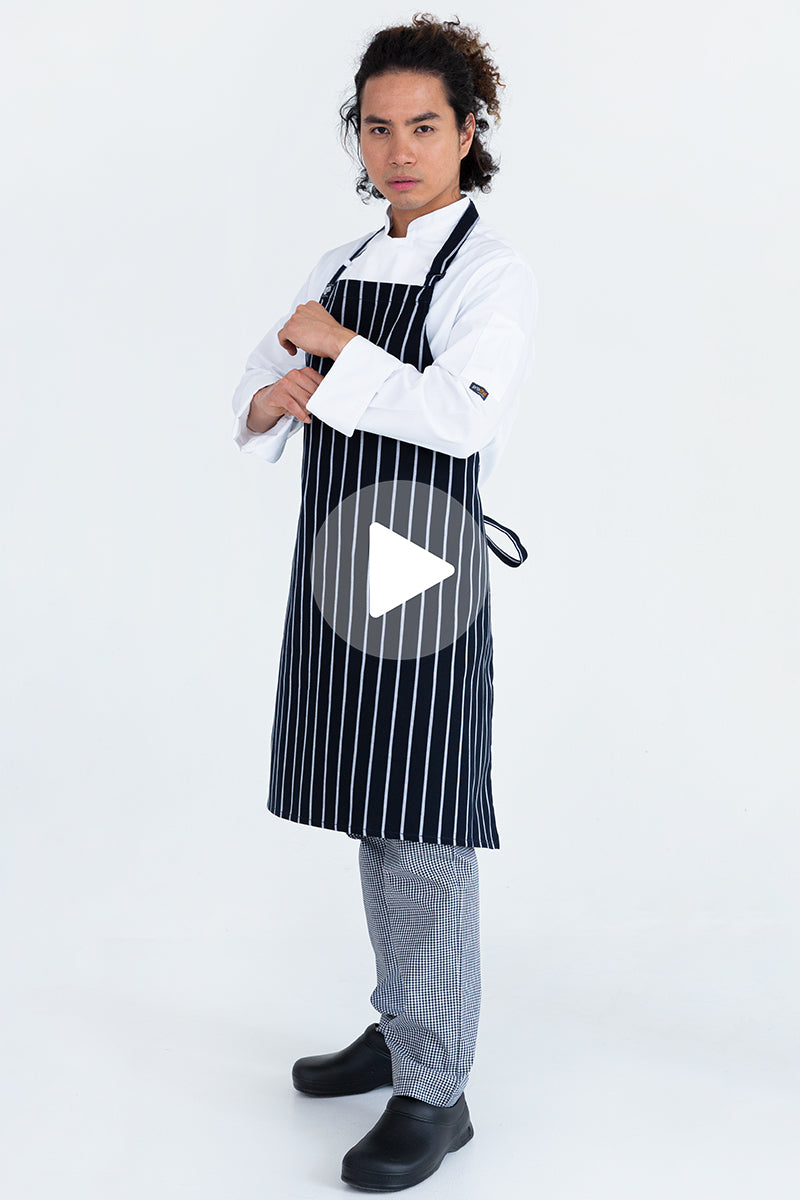 Aussie Chef Bib Apron - Black/White