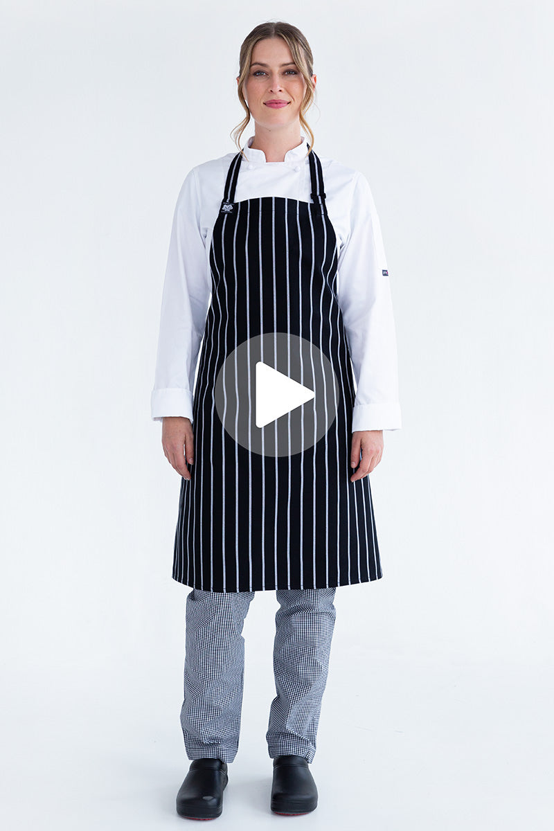 Aussie Chef Bib Apron - Navy/White