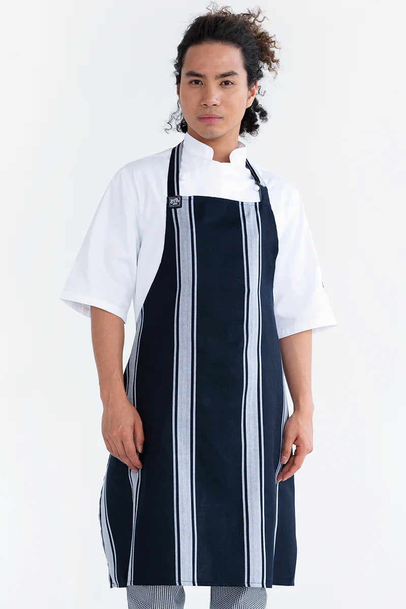 Aussie Chef Chef Butchers Bib Apron - Navy/White