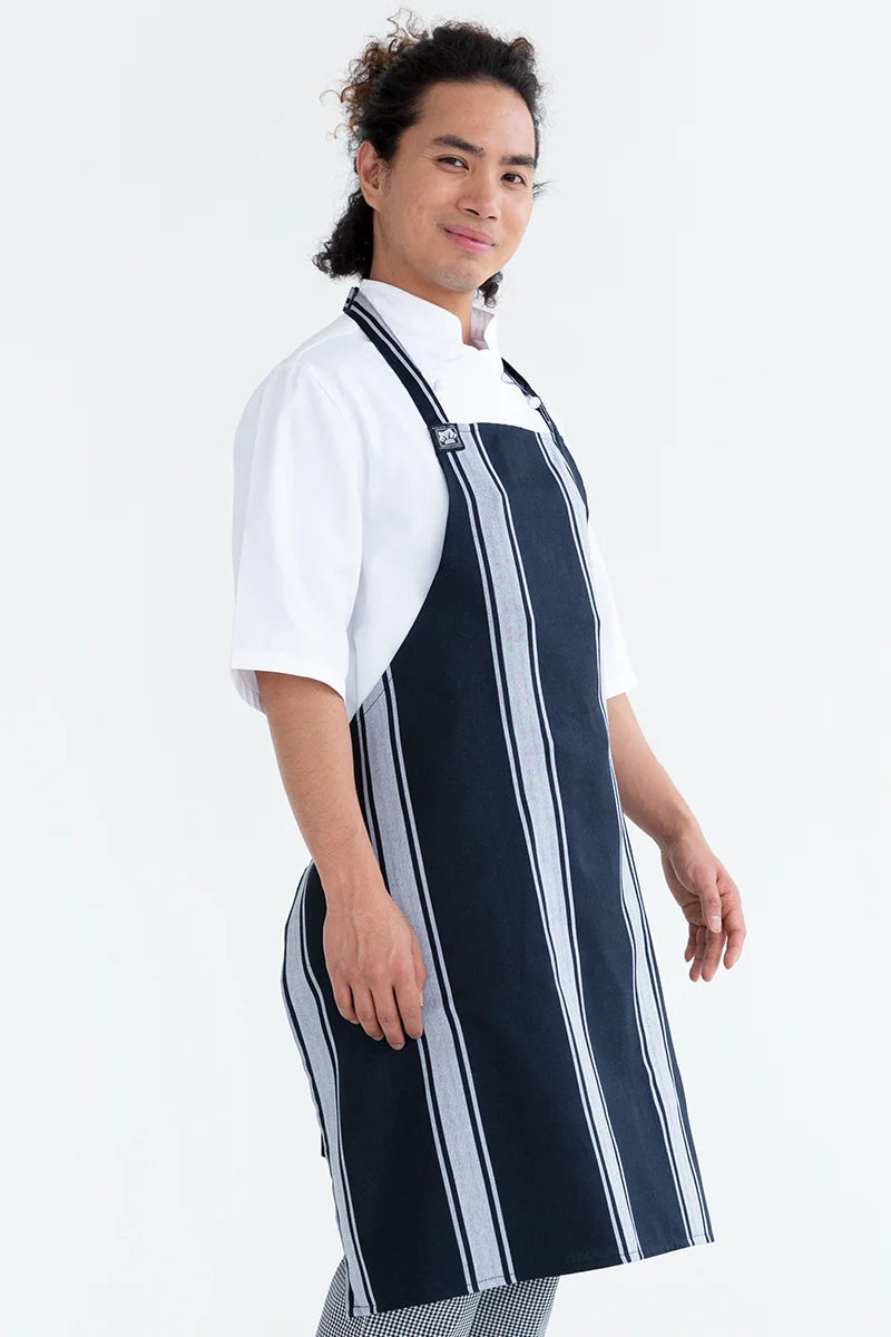 Aussie Chef Chef Butchers Bib Apron - Navy/White
