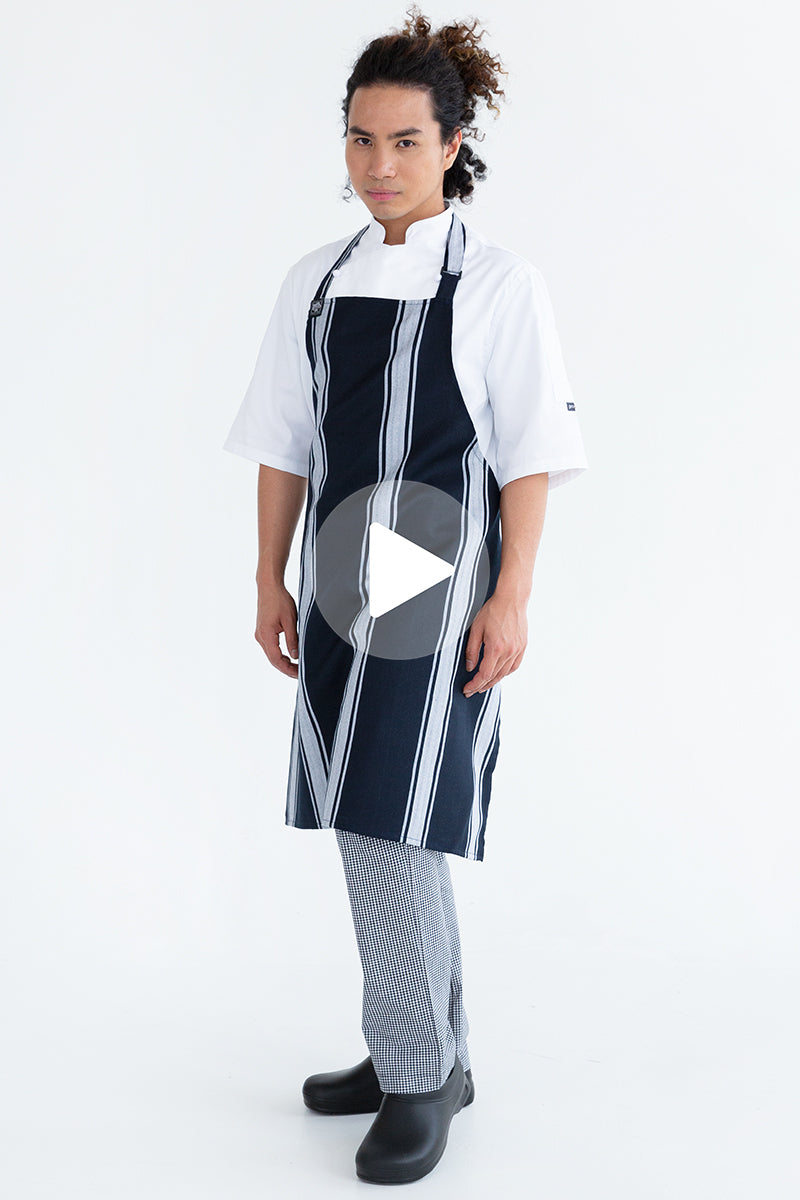 Aussie Chef Chef Butchers Bib Apron - Navy/White
