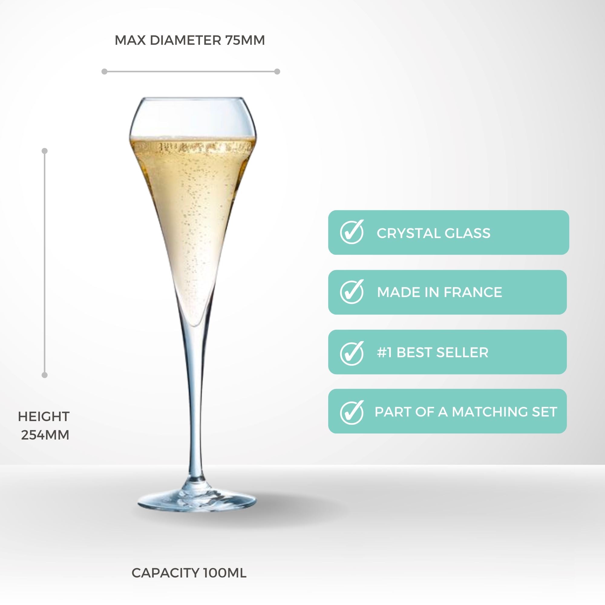 Chef & Sommelier Open Up Effervescence Flute Glasses 200ml