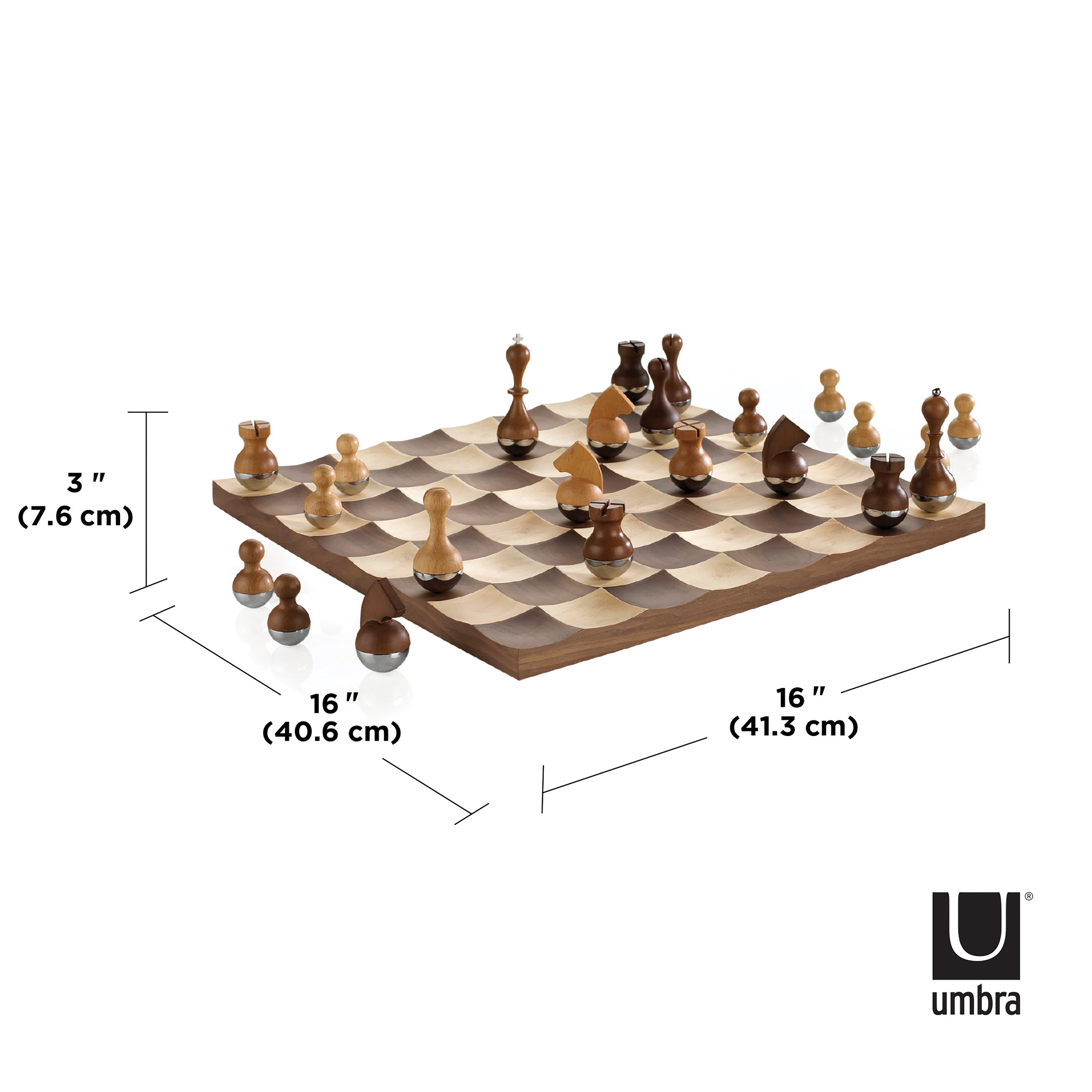 Umbra Wobble Chess Set Maple & Walnut
