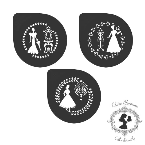 Claire Bowman Cake Lace Classical Ladies Stencil 3 Piece