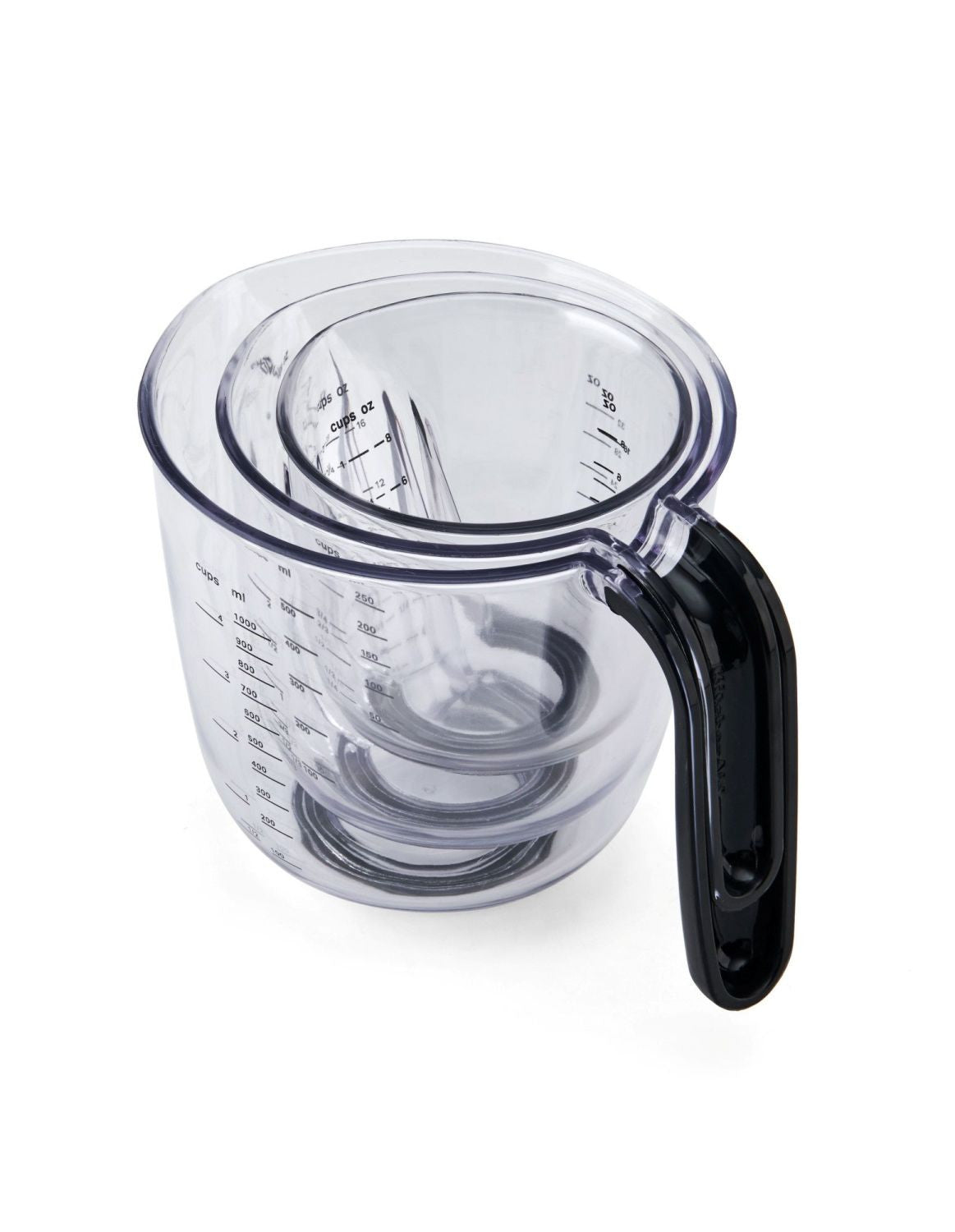 KitchenAid 3 Piece Angled Measuring Jug Set (Black)