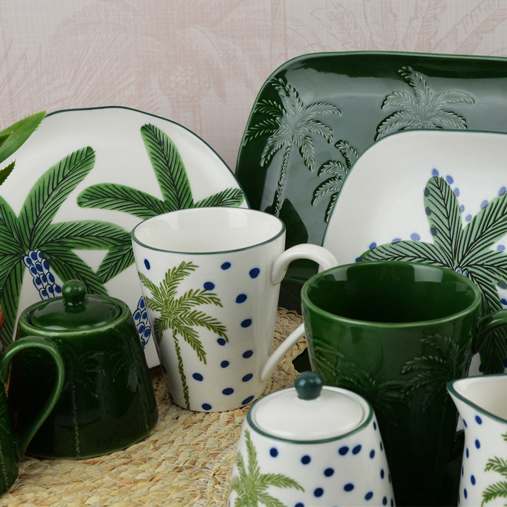 Annabel Trends Coconut Bay Coffee Mug Set 2pc Green Palm