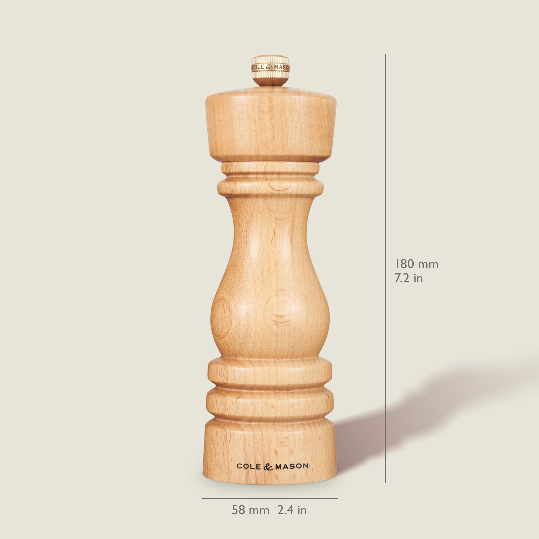 Cole & Mason London Pepper Mill 180mm Natural Beech