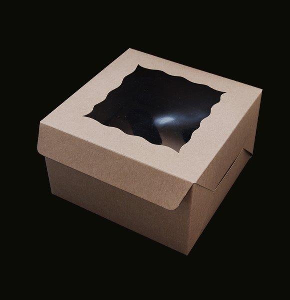 Bake Group Brown Cupcake Box with PVC Window 4 Cupcake
