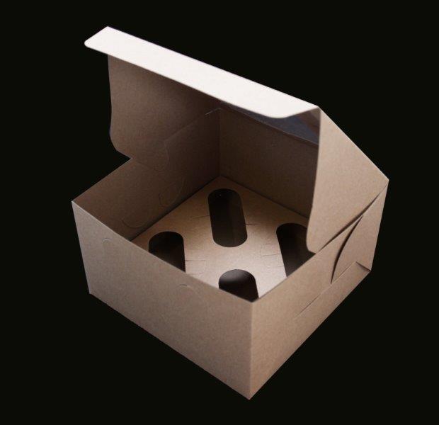 Bake Group Brown Cupcake Box with PVC Window 4 Cupcake