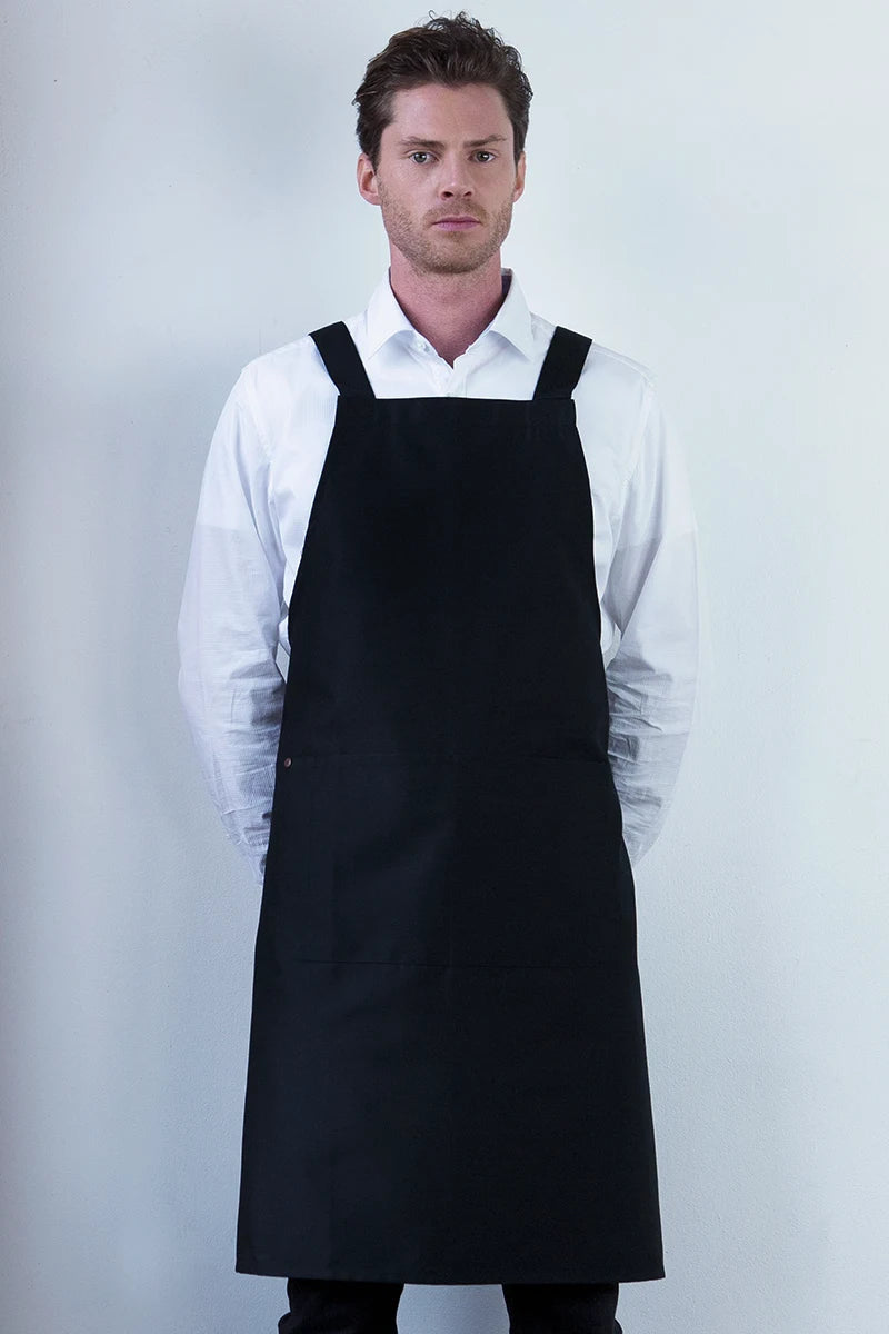 Aussie Chef Cross-back Bib Apron - Black