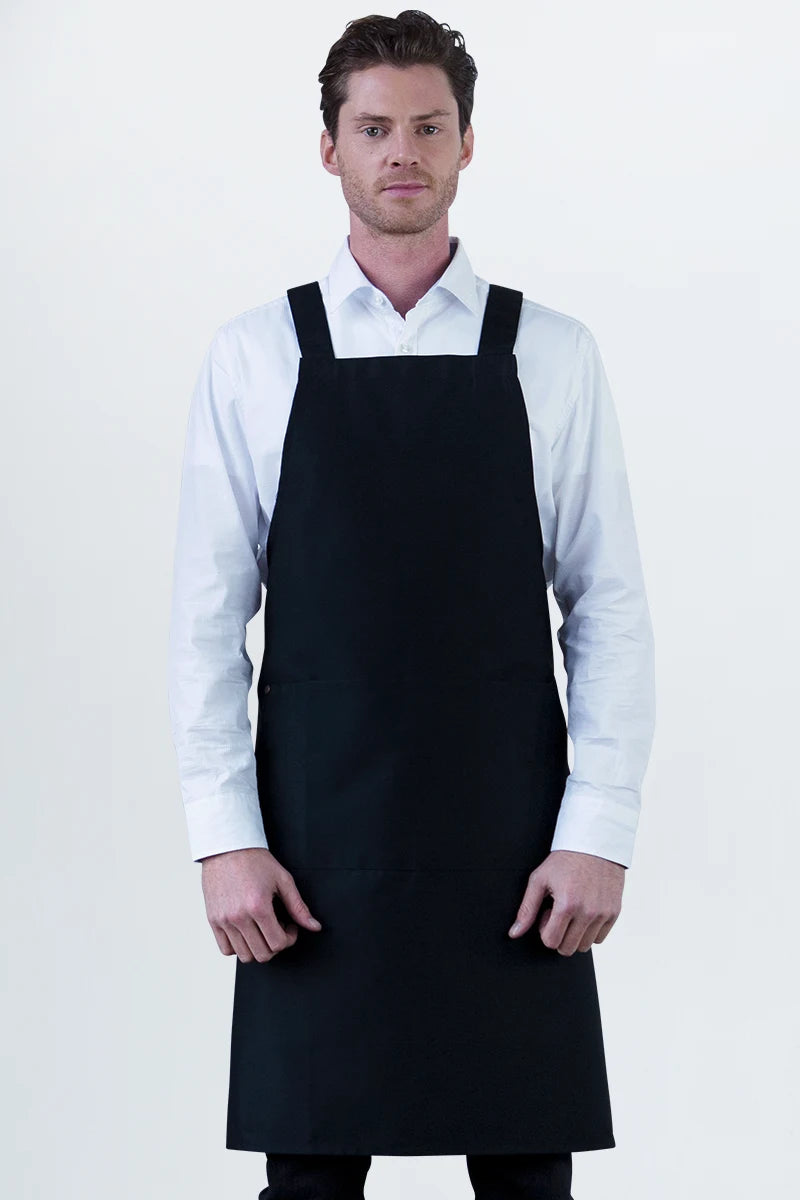 Aussie Chef Cross-back Bib Apron - Black