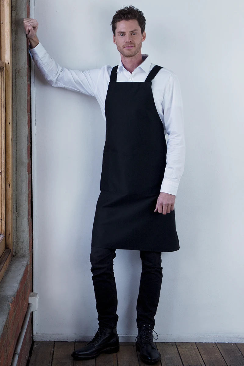 Aussie Chef Cross-back Bib Apron - Black