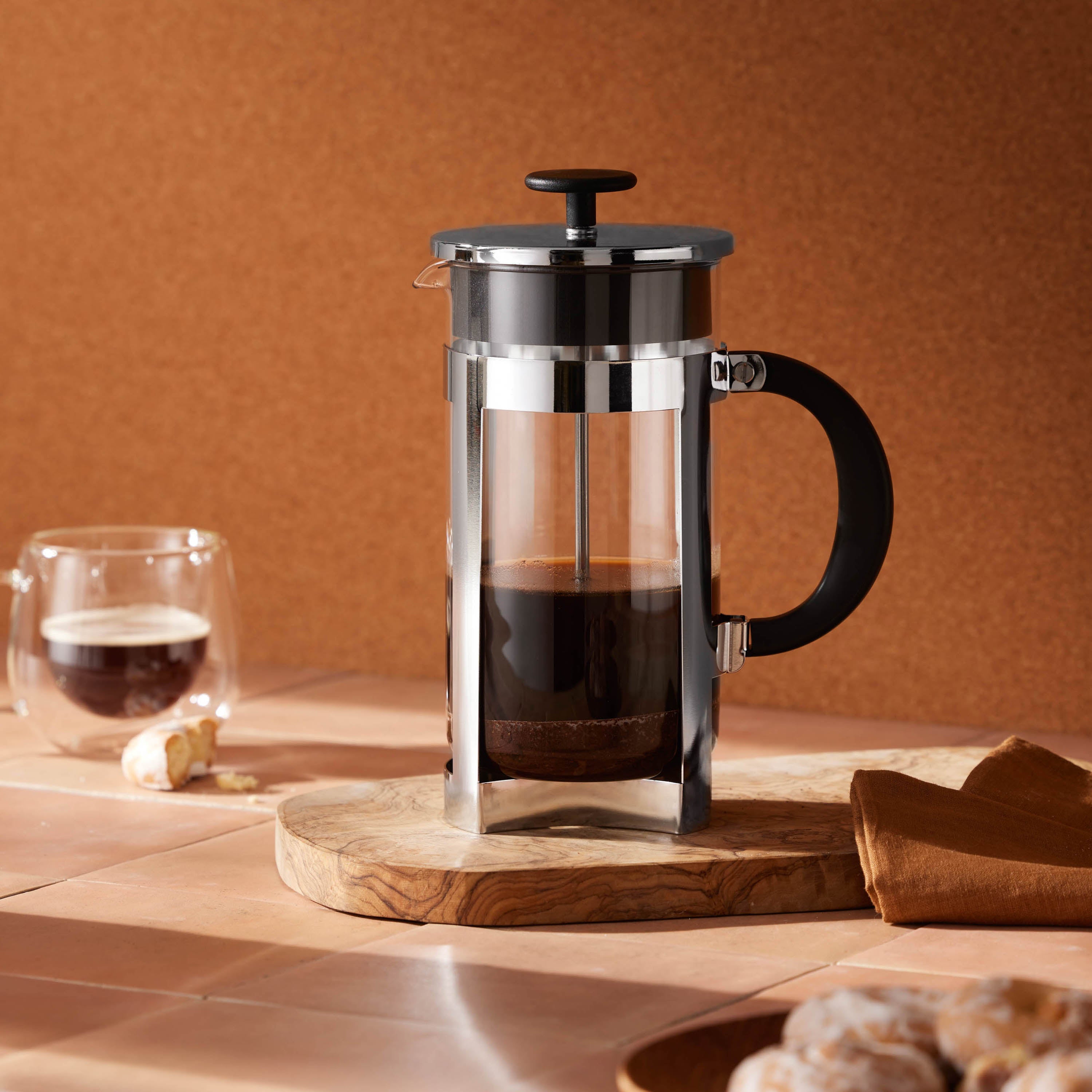 Leaf & Bean Glass Press Plunger 6 Cup (800ml) Clear & Stainless Steel