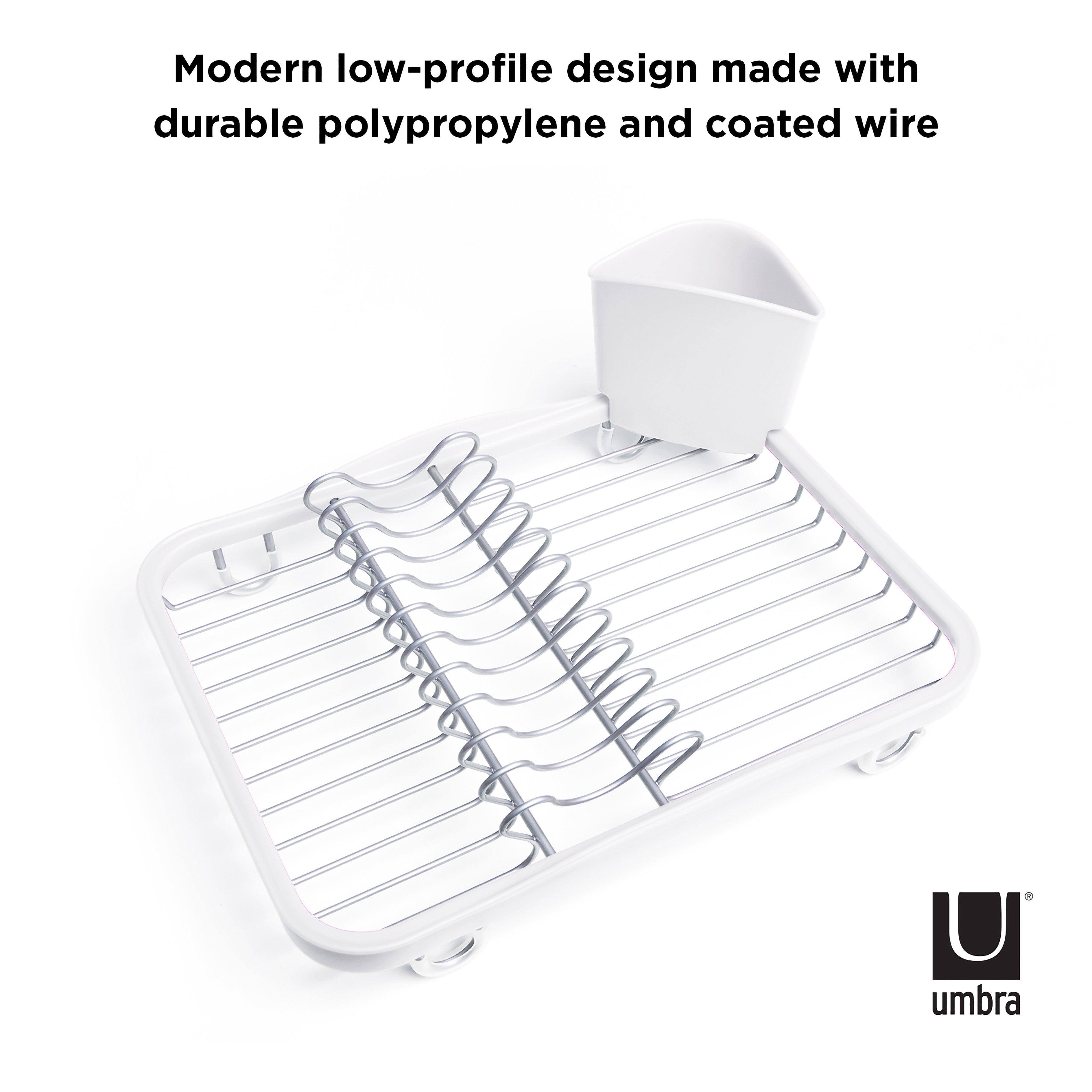 Umbra Sinkin Dish Rack White & Nickel