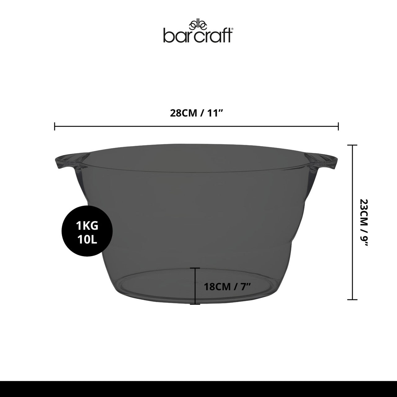 BarCraft Acrylic Large Oval Drinks Pail & Cooler