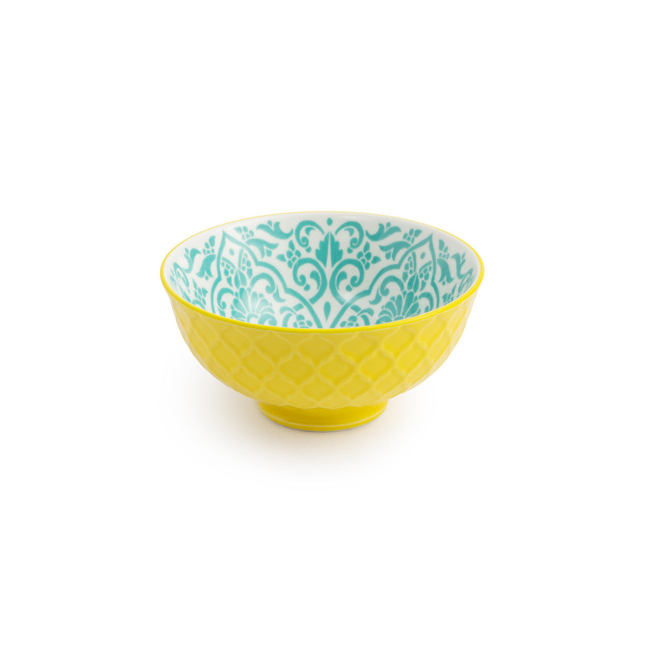 Mikasa Stoneware Nibble Bowl 12cm (Yellow & Blue Geometric)