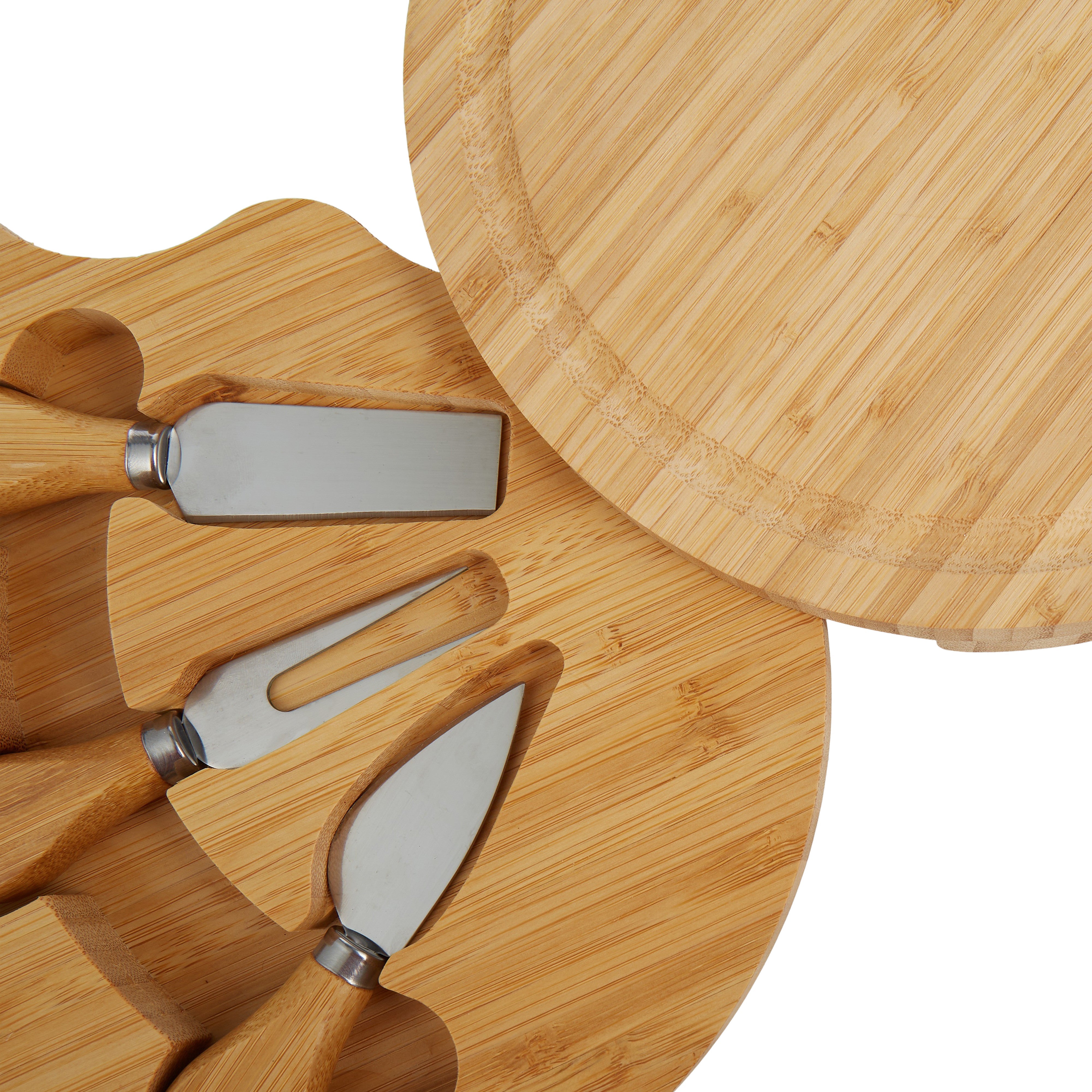 Davis & Waddell Bamboo Cheese Board with 3 Piece Set Knives Natural