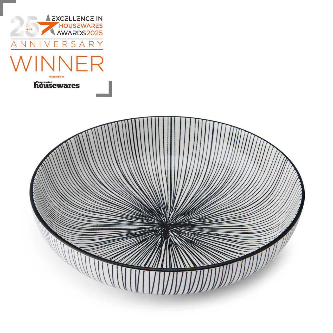 Mikasa Glazed Stoneware Coupe Bowl 21cm (Black Stripe)