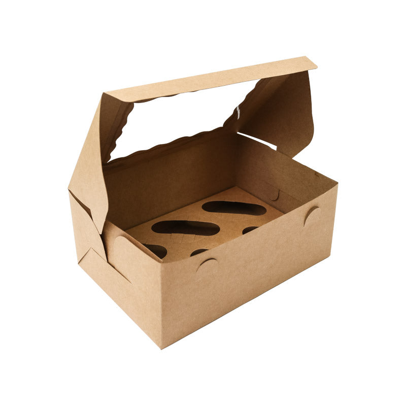 Bake Group Cupcake Box with PVC Window 6 Cupcake Brown
