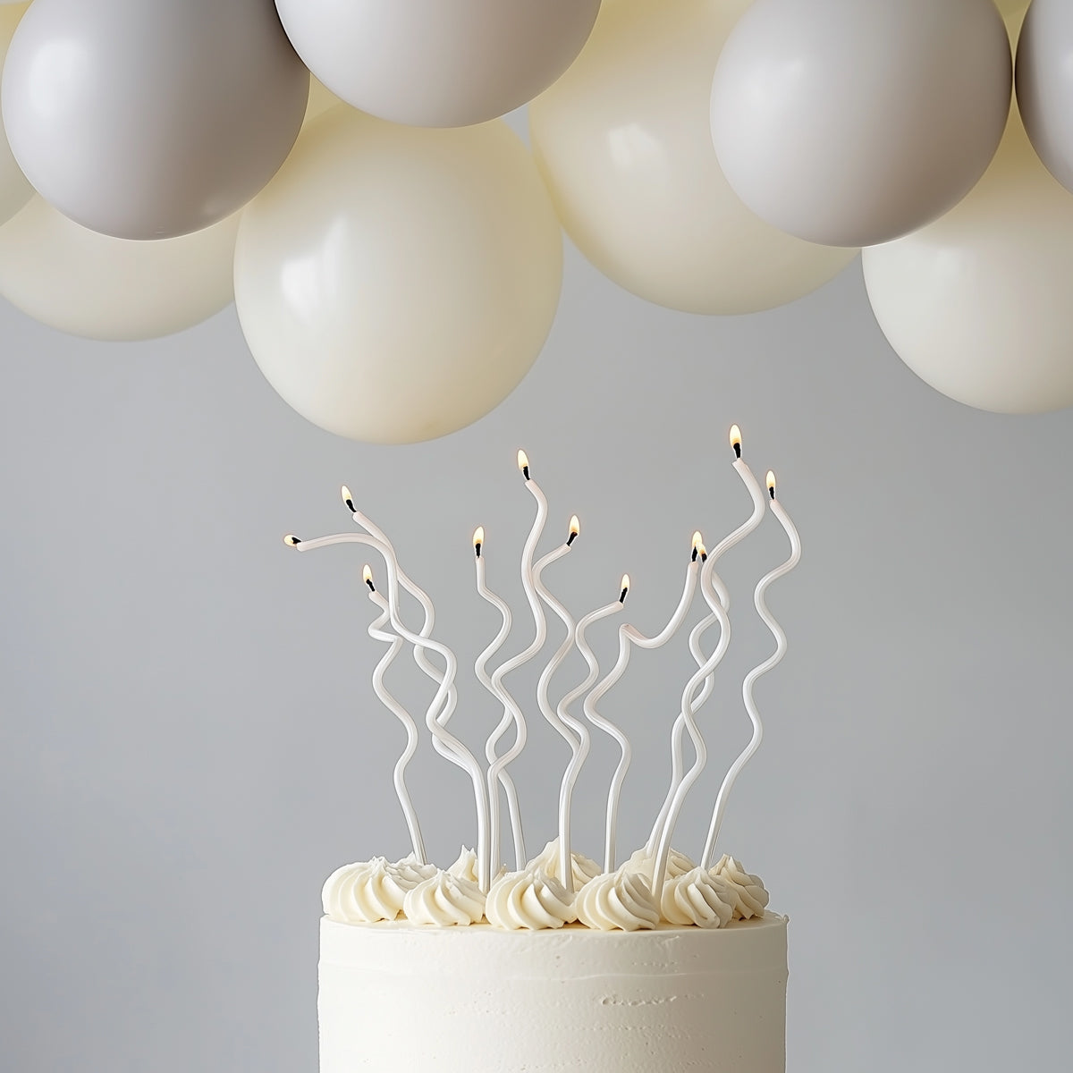 Cake & Candle Swirly Cake Candles White 13cm 16 Pack