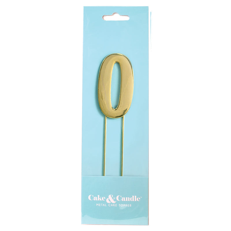Cake & Candle Bold Cake Topper Number 0 Gold